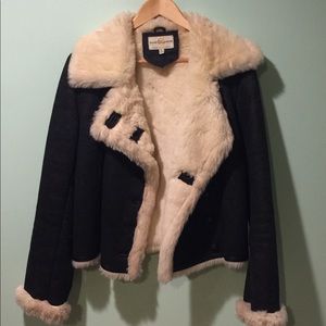 Leather coat lined with fur
